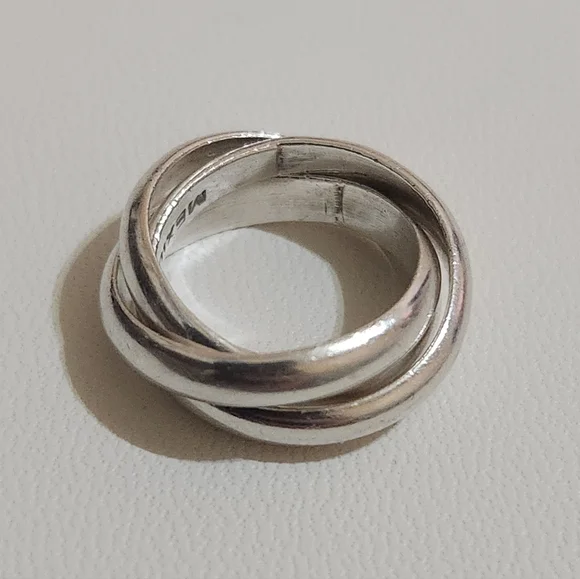 Vintage Sterling Silver Russian Wedding Ring Mexico 925 - Picture 6 of 9